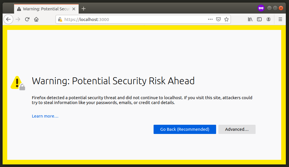 Security warning in the browser